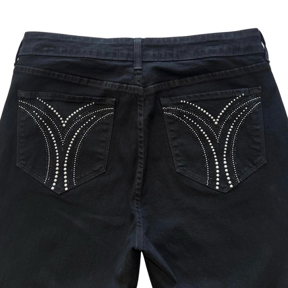 NYDJ Jeans Marilyn Straight Sparkle Bling Studded Pocket Black Silver 14P Petite - Picture 8 of 17